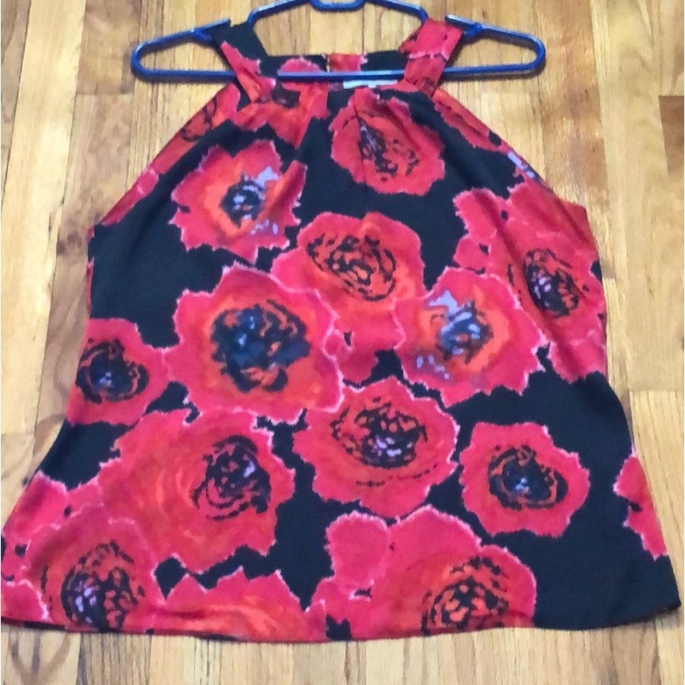 Pretty “Violet & Claire” Navy and Pink Top - High Neck - Floral